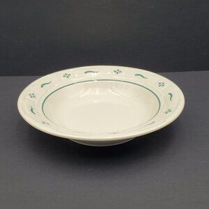 Longaberger Pottery Woven Traditions Heritage Green Rim Soup Bowl